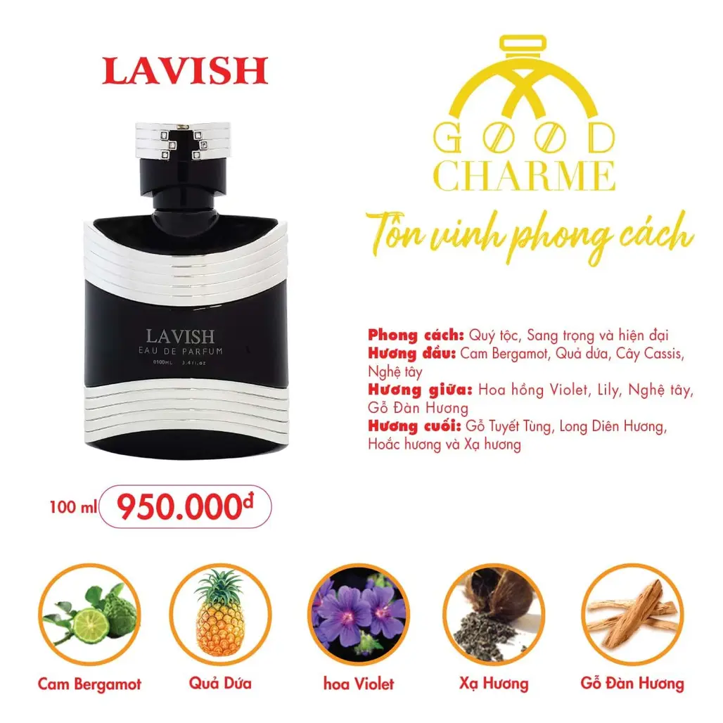 Các thành phần tạo nên mùi hương chai nước hoa Charme Lavish
