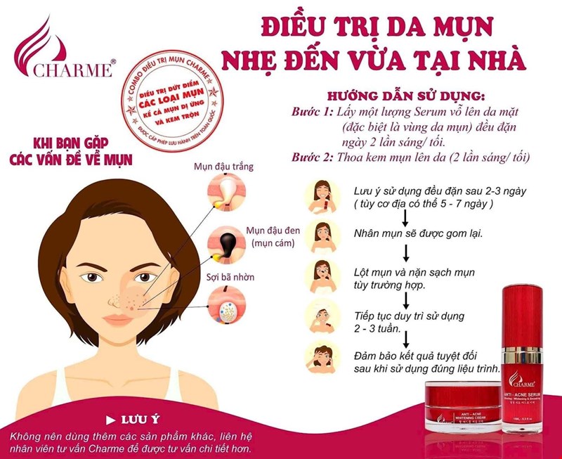 Combo Trị Mụn Charme Thông Đỏ Hàn Quốc