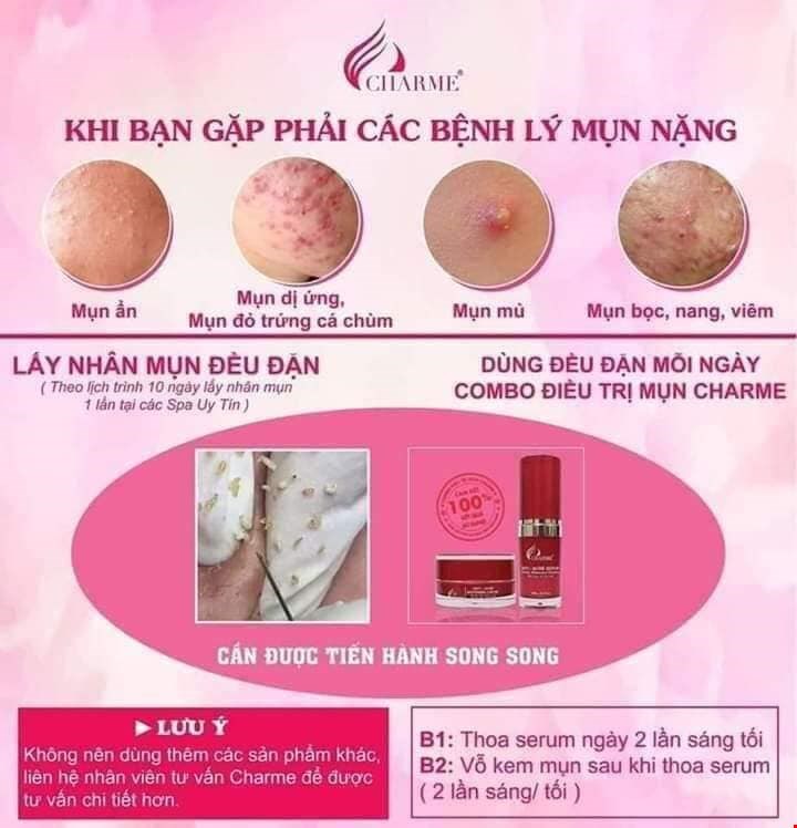 Combo Trị Mụn Charme Thông Đỏ Hàn Quốc