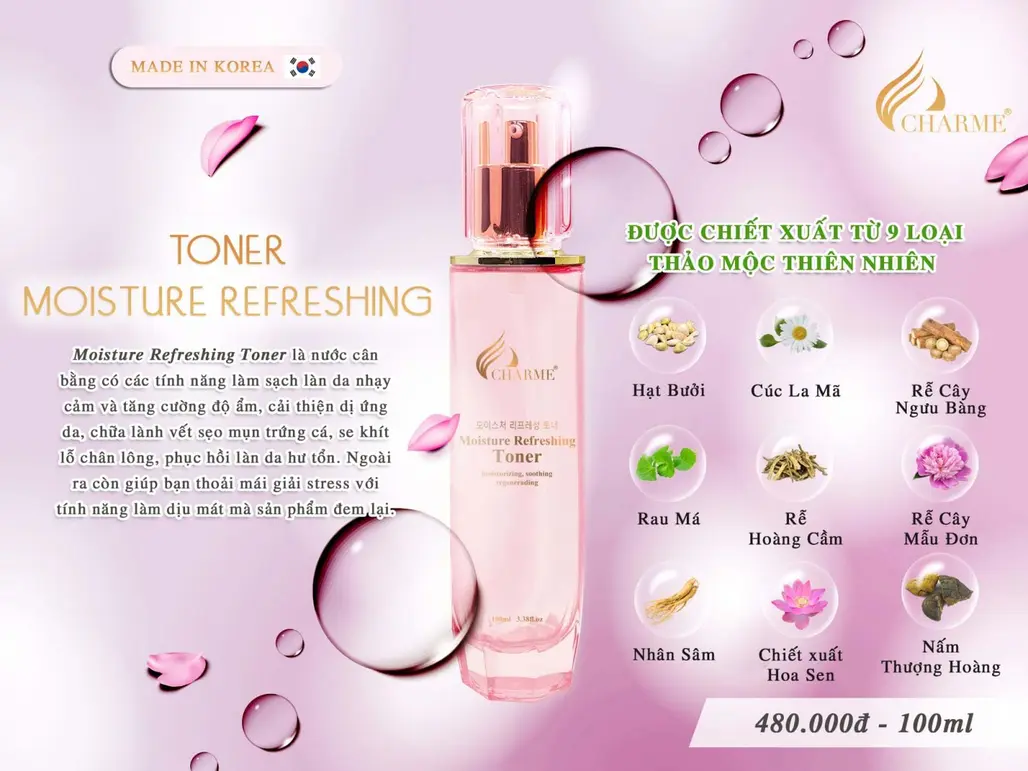 Moisture Refreshing Toner Nước cân bằng dưỡng da 2 in 1