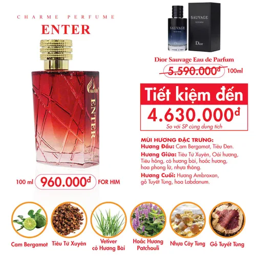 Nước hoa Nam Charme Enter 100ml [Phiên bản 2026]
