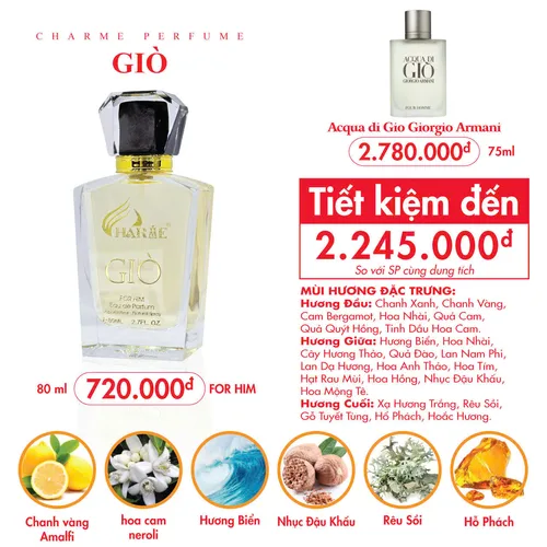 Nước hoa Nam Charme Giò 80ml