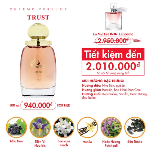 Nước Hoa Nữ Charme Trust 100ml [Phiên Bản 2026]