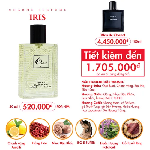 Nước hoa Nam Charme Iris 50ml