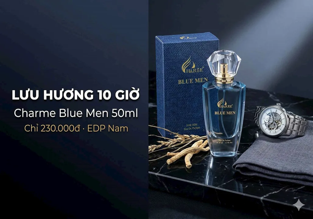 Charme Blue Men 50ml Review 2026 — Mùi Gỗ Lịch Lãm Cho Quý Ông Hiện Đại