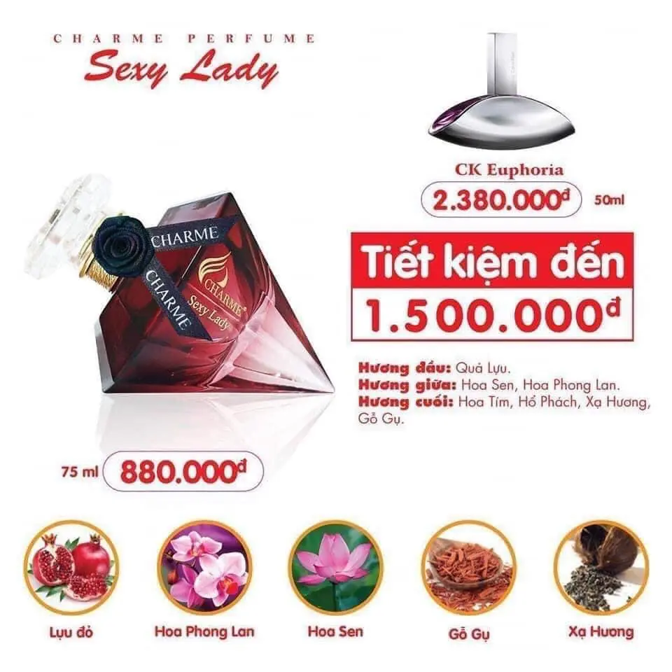 Các tầng hương của Charme Sexy Lady 75ml