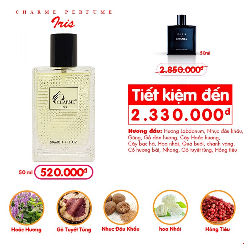 Thành phần tạo nên Charme Iris đầy nam tính và lịch lãm