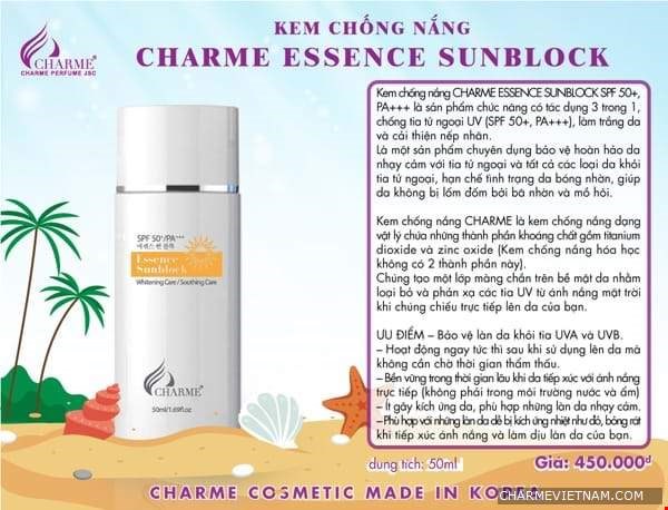 Kem Chống Nắng Charme Essence Sunblock Spf50/Pa+++